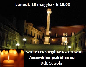 Assemblea pubblica - Brindisi, Scalinata Virgiliana - 18/05/2015, ore 19.00 - 